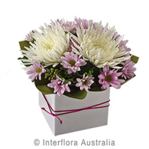 Box  Arrangement  in pinks and white 